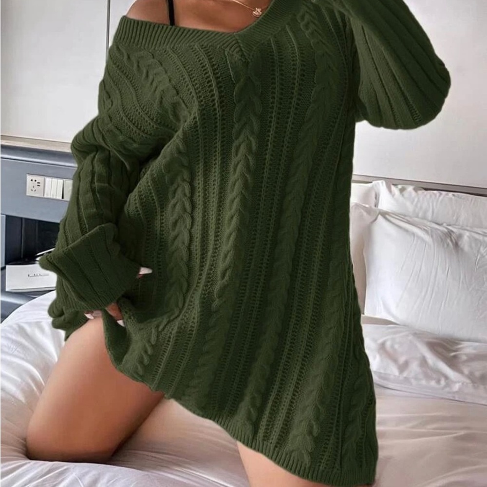 Plus Cable Knit Sweater Dress